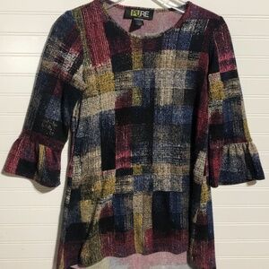 Pure Essence Urbanology Bell Sleeve Multicolor Tunic Pullover Top Women's XS